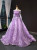 Purple Ball Gown Sequins Long Sleeve Off the Shoulder Prom Dress