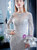 Silver Gray Mermaid Appliques Long Sleeve Prom Dress