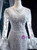 Silver Gray Mermaid Appliques Long Sleeve Prom Dress