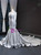 Silver Gray Mermaid Satin Long Sleeve Prom Dress
