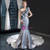 Silver Gray Mermaid Sequins Appliques One Shoulder Prom Dress