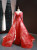 Red Tulle Appliques Pearls Long Sleeve Prom Dress