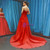 A-Line Red Satin Pleats Beaading Prom Dress