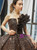 Dark Brown Sequins One Shoulder Prom Dress