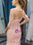 Pink Mermaid Tulle Backless Short Sleeve Beading Prom Dress