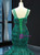 Green Mermaid Sequins Tassel Illusion Neck Prom Dress