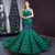 Green Mermaid Sequins Tassel Illusion Neck Prom Dress