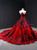 Burgundy Ball Gown Satin Sequins Appliques Prom Dress