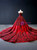 Burgundy Ball Gown Satin Sequins Appliques Prom Dress