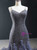 Gray Mermaid Sequins Tulle Spaghetti Straps Prom Dress