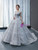 Silver Gray Tulle Sequins Long Sleeve Prom Dress
