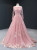 Pink Tulle Embroidery Long Sleeve Pleats Prom Dress