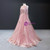 Pink Tulle Embroidery Long Sleeve Pleats Prom Dress