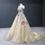 A-Line Champagne Tulle Sequins Off the Shoulder Prom Dress