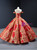 Red Ball Gown Gold Sequins Appliques Prom Dress