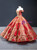 Red Ball Gown Gold Sequins Appliques Prom Dress