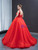 Red Tulle Illusion Beading Sleeveless Prom Dress