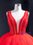 Red Tulle Illusion Beading Sleeveless Prom Dress