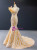 Gold Mermaid Tulle One Shoulder Appliques Prom Dress