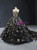 Black Ball Gown Tulle Strapless Gold Sequins Prom Dress