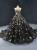 Black Ball Gown Tulle Strapless Gold Sequins Prom Dress