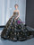 Black Ball Gown Tulle Strapless Gold Sequins Prom Dress