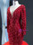 Red Tulle Mermaid Sequins Long Sleeve Prom Dress