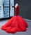 Red Tulle Mermaid Sequins Long Sleeve Prom Dress