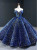 Blue Sequins Off the Shoulder Prom Dress