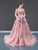 Pink Tulle V-neck Embroidery Pearls Prom Dress