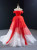 Red White Tulle Pleats Beading Off the Shoulder Prom Dress