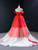 Red White Tulle Pleats Beading Off the Shoulder Prom Dress