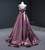 Purple Satin V-neck Pleats Prom Dress With Green Velvet