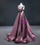 Purple Satin V-neck Pleats Prom Dress With Green Velvet