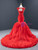 Red Mermaid Organza Beading Open Back Prom Dress