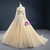 Champagne Tulle Backless Long Sleeve Beading Prom Dress