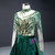 Green Mermaid Velvet Backless Prom Dress With Removable Train