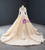 Champagne Tulle Butterfly Appliques Long Sleeve Prom Dress