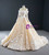 Champagne Tulle Butterfly Appliques Long Sleeve Prom Dress