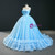 Light Blue Tulle Strapless Sequins Prom Dress