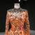 Orange Tulle High Neck Long Sleeve Beading Prom Dress