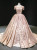 Pink Ball Gown Satin Sequins Embroidery Beading Prom Dress