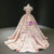 Pink Ball Gown Satin Sequins Embroidery Beading Prom Dress