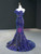 Blue Mermaid Sequins Strapless Prom Dress