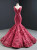 Burgundy Mermaid Sequins 3D Appliques Prom Dress