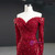 Burgundy Mermaid Sequins Long Sleeve Prom Dress With Split