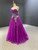 Purple Tulle Pleats Sweetheart Appliques Prom Dress