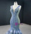 Blue Green Mermaid Tulle V-neck Prom Dress