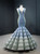 Blue Green Mermaid Tulle V-neck Prom Dress