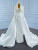White Satin Backless Long Sleeve Pearls Wedding Dress